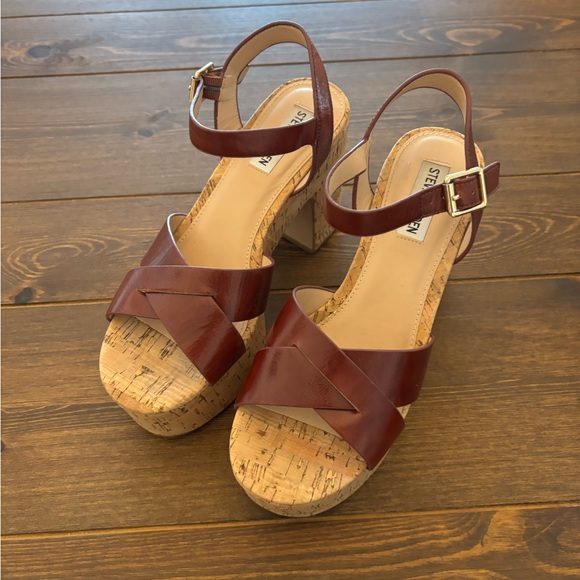 Steve Madden Brava Platform Sandal in Burgundy Brown Women’s size 7.5 - Picture 2 of 9